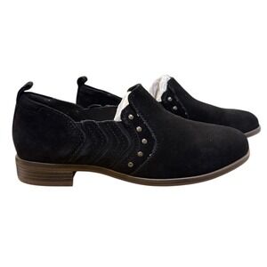 Clarks Trish Bell Size 6.5 W Suede Studded‎ Slip-On Shoes Black Western Bootie
